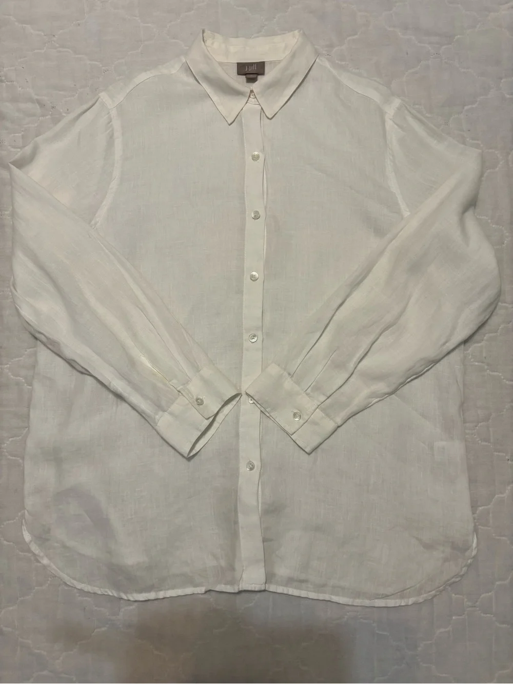 J. Jill 100 % Linen Easy Button Front  Shirt Blouse Top Capsule Size M Medium - Picture 6 of 13